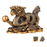 Decoração De Estátua De Dragão Dourado Do Zodíaco Chinês