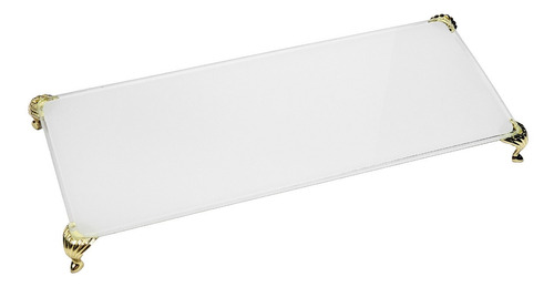 Bandeja De Vidro Luxo Lavabo Banheiro Sala Mesa 25x10 C/ Pé