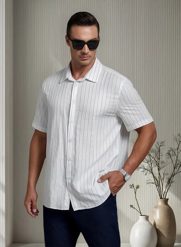 Camisa Elegante Manga Corta Tallas Extras 3-4xlcc118/9