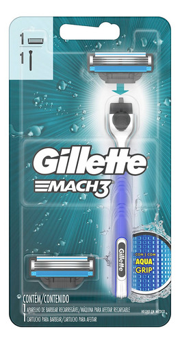 Máquina De Afeitar Gillette Aquagrip Regular 1 Máquina + 1 Cartucho