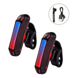 2pz Luces Usb Recargable Led Estrobo Para Bicicleta 5 Modos