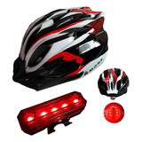 Casco Luz Unisex Bicicleta Montaña Ciclismo Visera+ Luz Roja