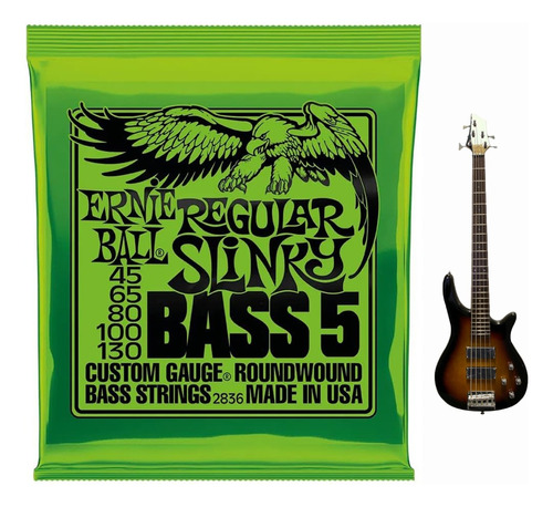 Cuerdas De Bajo Eléctrico 5 Ernie Ball Regular Slinky 45-130