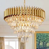 Fashtop Candelabro De Cristal Dorado Contemporáneo Grande De