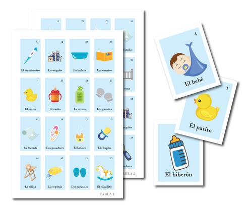 Lotería Baby Shower Digital, Niño, Kit Imprimible Pdf