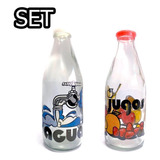 2 Botellas Vidrio 1 Litro Agua Jugo C/tapa Vintage Antiguas