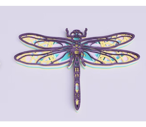 Cuadro Decorativo Libelula Insecto Mandala En Madera