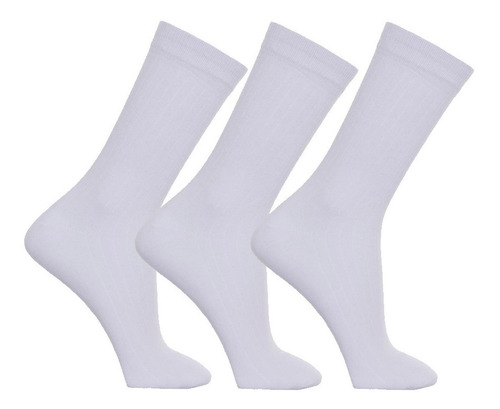 Kit 3 Pares Meia Algodão Masculina Social Casual Canelada 