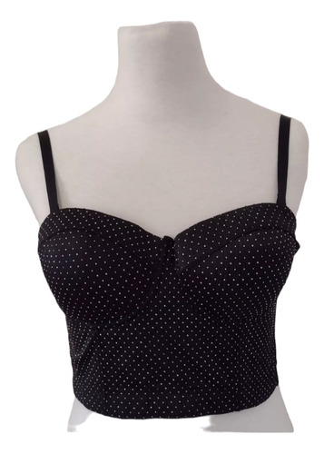 Top Corset Negro Con Tachitas