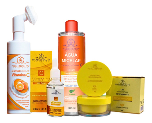 Kit Skincare Limpeza Pele Profissional Vitamina C Anti Idade