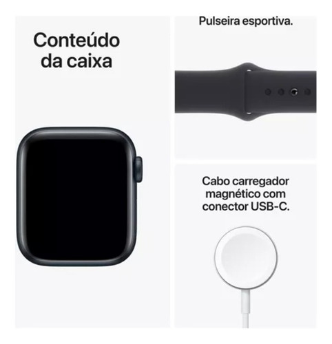 Apple Watch S8 45mm Gps Telefone Preto 100% Zero + Garantia 
