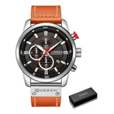 Reloj Hombre Curren 8291  Color Negro Y Plateado.