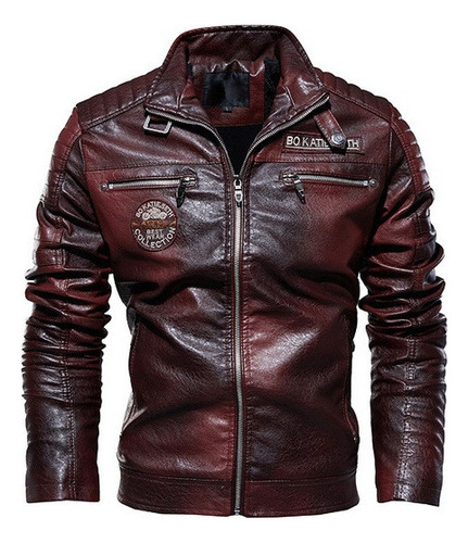 Chamarra De Cuero De Pu For Hombre De Invierno Motocicl