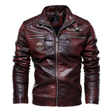 Chamarra De Cuero De Pu For Hombre De Invierno Motocicl