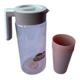 Jarra Plastica Para Jugo Con Set De 4 Vasos