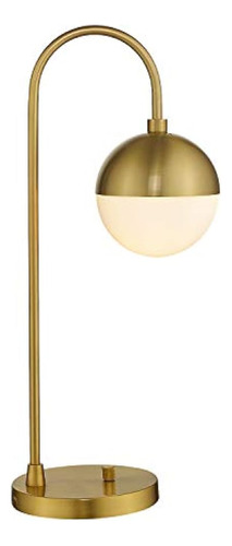 Lámpara De Mesa Dorada Moderna Con Globo De Cristal Blanco, 
