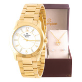 Relógio Champion Feminino Cn26420w + Kit Folhado Ouro 18k