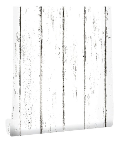 Papel Tapiz Con Adhesivo 3d 45cms X 10 Mts Madera Blanca