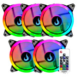 Kit 5 Cooler Fan 120mm Rgb C/ Controlador E Controle Remoto