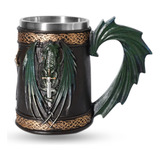 Taza De Cerveza Vikinga Medieval, Resina Renacentista Dragón