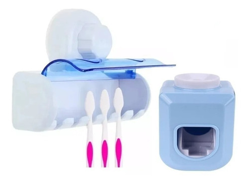 Dispensador Pasta Dente | Dispenser Creme Dental | + Porta Escova Dente Suporte C| Ventosa Para 6 Escovas