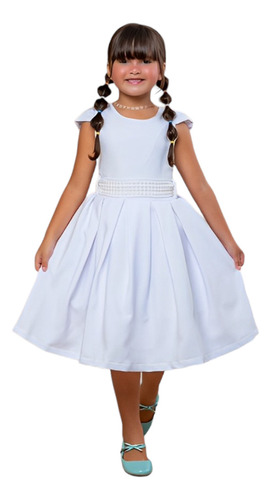 Vestido Infantil Menina Rodado Peróla Luxo Festa Casamento