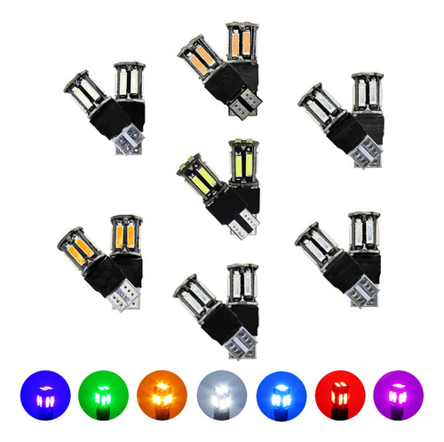 Kit 10 Focos De Pellizco 10 Led Canbus Fijo + Estrobo T10  