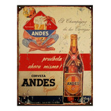 Cartel De Chapa Publicidades Antiguas Cerveza Andes P541