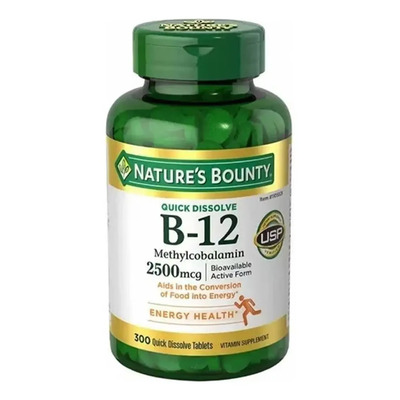 Vitamina B12 2500mcg (300 Tabletas) Natures Bounty Hecho Usa Sabor | Envío gratis