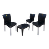 Combo 3 Sillas Presidente 1 Mesa Ratona Mascardi Negro