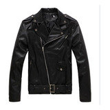 Wan Chamarra De Cuero Hombre Slim Fit Estilo Biker Punk