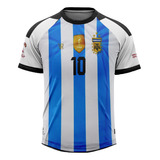 Camiseta Argentina Clásica- 3 Estrellas Bordadas 