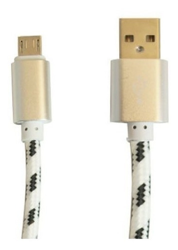 Cable Usb A Micro Usb 2 Mts Carga Y Datos Nylon Blanco / /vc Color Negro