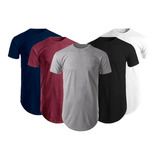 Kit Com 5 Camisas Blusas Masculinas Long Line Oversize Swag
