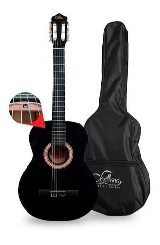 Guitarra Clásica Valenciana 39 Negra Con Funda 