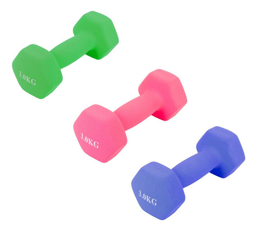 Mancuerna 3 Kg Pesa Fundición Hexagonal Gym Fitness