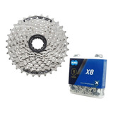 Cassete Shimano Hg41 11-32 + Corrente Kmc X8 Silver Prata 8v