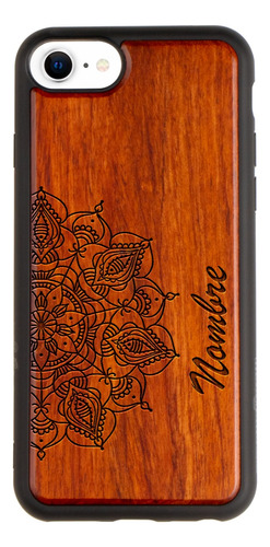 Funda Para iPhone Madera Mandala Personalizada Con Tu Nombre