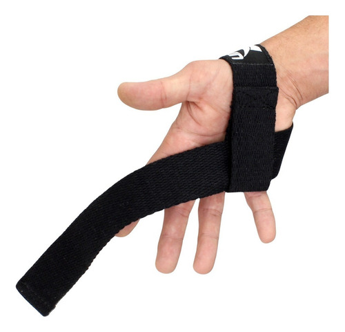 Straps Musculação Muvin  1 Par  60cm De Comprimento  Exercícios  Academia  Treino  Levantamento De Peso  Proteção - Haltere - Resistente  Confortável - Luva  Algodão  Leve  Cor Preto