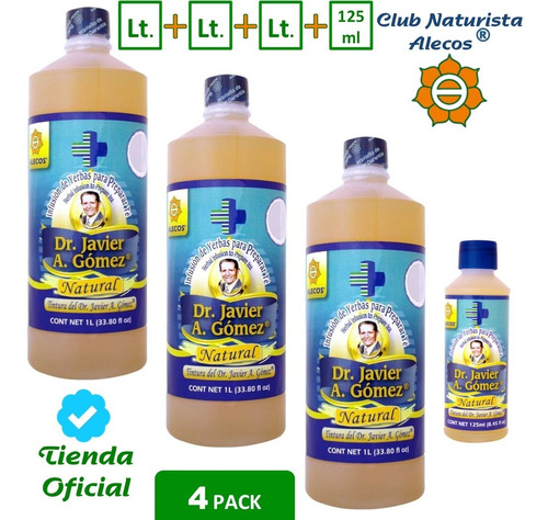 4 Pack- Tintura Del Dr. J. A G. De Alecos®, 3x Lt + 1x 125ml