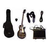Combo Guitarra Electrica Parquer Les Paul 3 Negra Ampli 5w