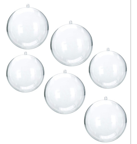 6 Bolas Esferas Plastica Transparentes Para Decorar 8cm 