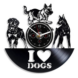 Reloj De Pared Con Diseño De Perro Con Texto "i Love D.