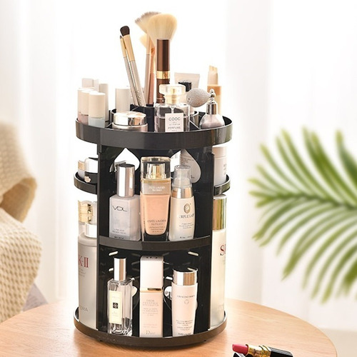 Organizador De Maquillaje Giratorio 360 Grados Blanco Negro