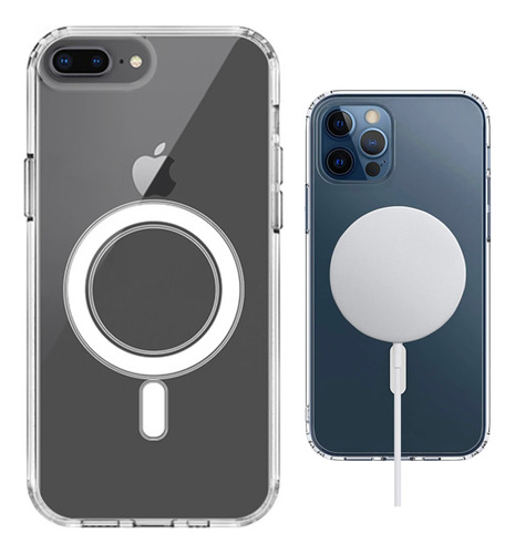 Estuche Funda Transparente Con Carga Magnética Para iPhone