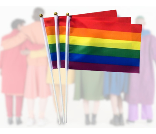 100 Pzs Mini Bandera Gay Lésbica Bisexual Lgbt Pride 21x14cm