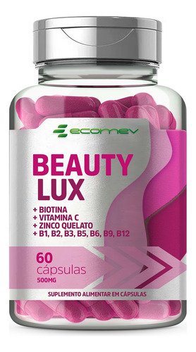 Biotina C/ B1 B2 B6 B12 Vitamina C Zinco Formula Pura 500mg - Beauty Lux Ecomev