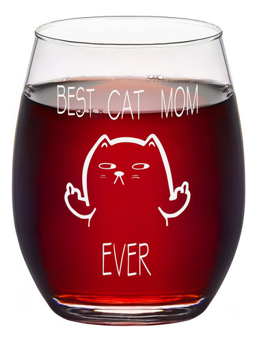 Mejor Gato Mamá Siempre Copa De Vino Divertido Mamá C...