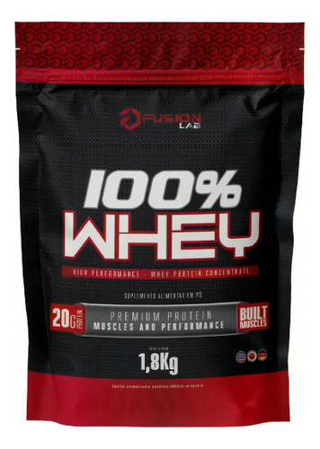 100% Whey Concentrada 1,8kg 100% Whey Protein Fusion Sabor Chocolate