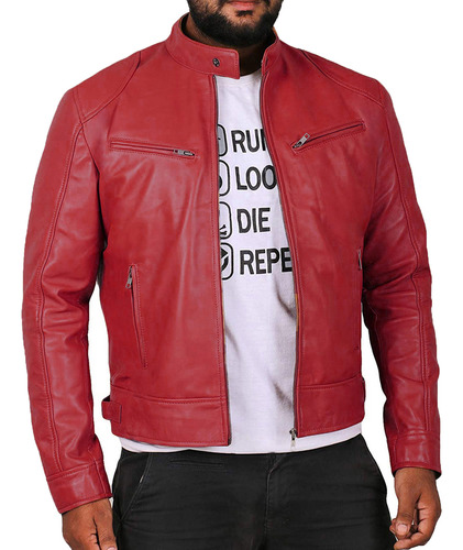 D Chaqueta Vintage De Cuero De Manga Larga Para Hombre, Mode